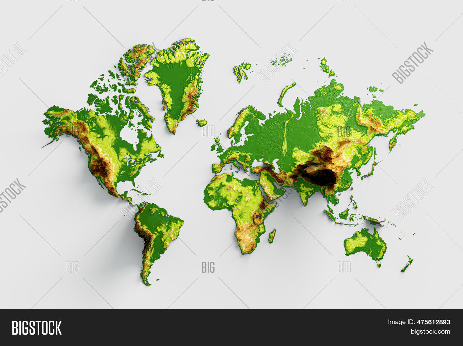 3d World Map Shaded Image & Photo (Free Trial) | Bigstock