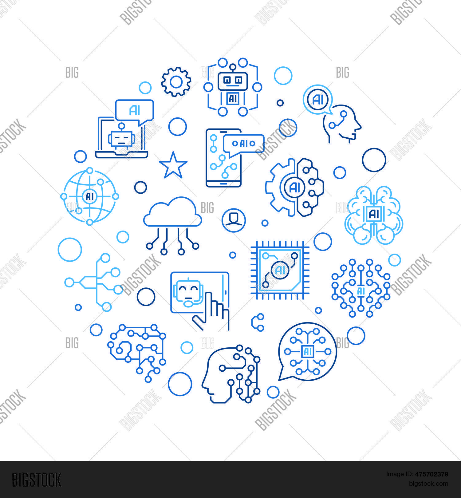 Ai Concept Thin Line Vector & Photo (Free Trial) | Bigstock