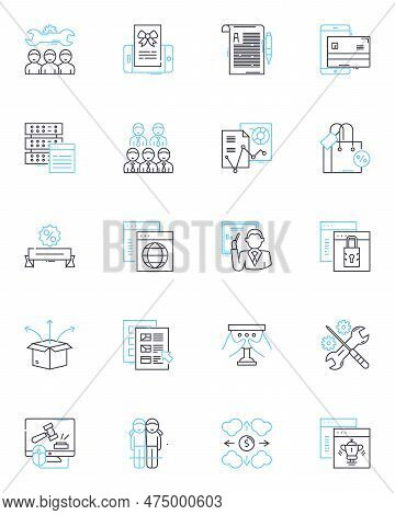 Digital Technology Linear Icons Set. Disruption, Innovation, Connectivity, Interactivity, Automation
