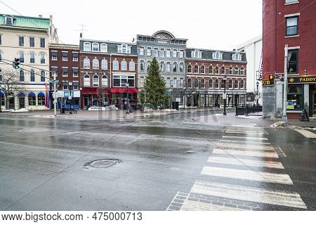 Bangor, Me - Usa - January 10, 2016: Tview Of The Main Street. Example Of Art Deco Architecture.in B