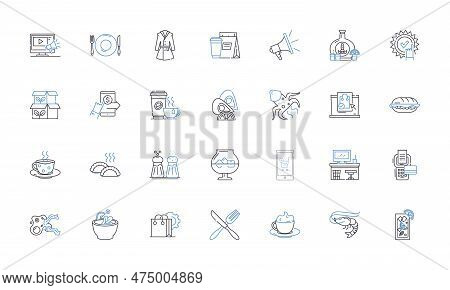 Corner Store Line Icons Collection. Convenience, Snacks, Lottery, Cigarettes, Groceries, Soda, Chips