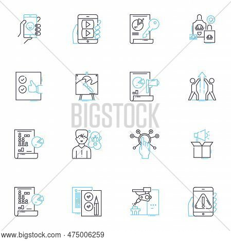 Document Control Linear Icons Set. Compliance, Tracking, Workflow, Archiving, Approval, Retrieval, S