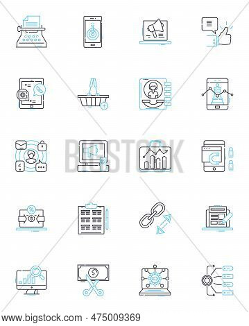 Market Research Linear Icons Set. Demographics, Analytics, Survey, Consumer, Trends, Data, Focus Gro