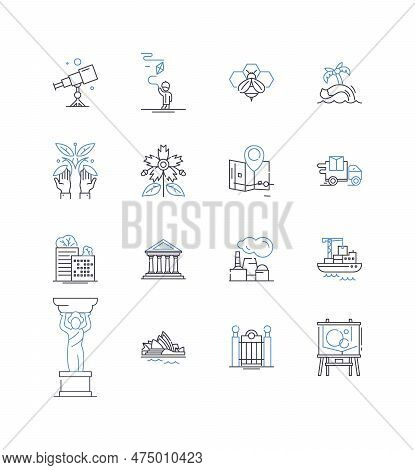 Seaside Boardwalks Line Icons Collection. Carnival, Amusement, Fun, Games, Boardwalk, Ferris Wheel, 