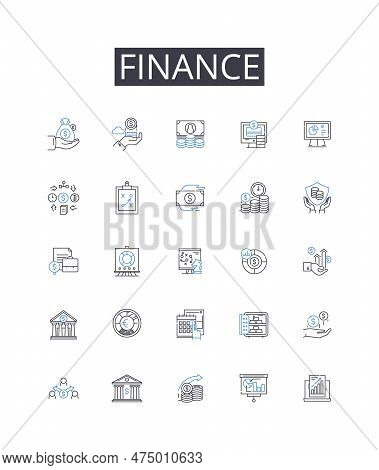 Finance Line Icons Collection. Accounting, Economics, Investment, Banking, Capital, Revenue, Budgeti
