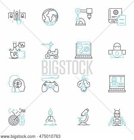 Computer Software Linear Icons Set. Code, Program, Application, Algorithm, Interface, Platform, Scri