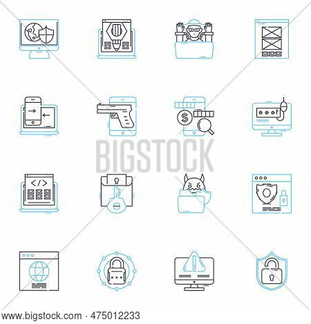 Information Age Linear Icons Set. Connectivity, Digitization, Cybersecurity, Automation, Data, Knowl