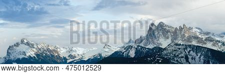 Beautiful Winter Mountain Panorama. View From Rittner Horn (italy).