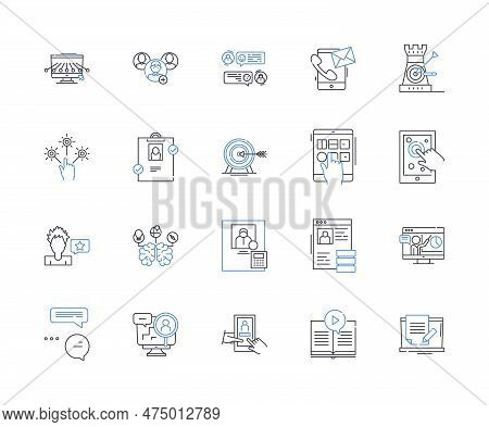 Affiliate Marketing Line Icons Collection. Commission, Sales, Promotion, Revenue, Nerk, Partnership,