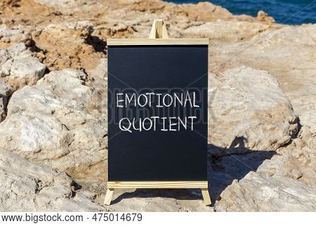Eq Emotional Quotient Symbol. Concept Words Eq Emotional Quotient On Black Chalk Blackboard On A Bea