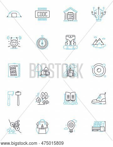 Serene Escape Linear Icons Set. Tranquility, Calmness, Peace, Relaxation, Meditation, Solitude, Harm