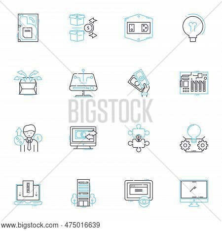Web-based Marketplace Linear Icons Set. E-commerce, Platform, Transactions, Marketplace, Bidding, Au