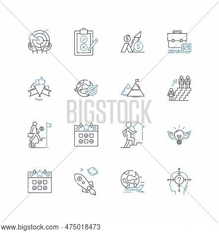 Resource Metrics Line Icons Collection. Efficiency, Utilization, Optimization, Productivity, Perform