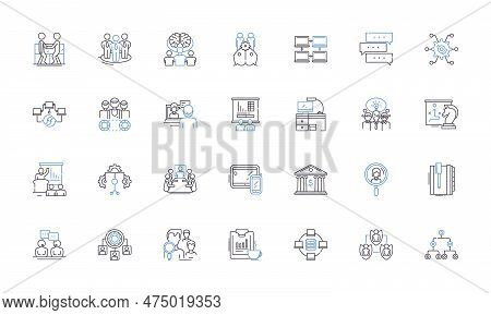 Corporate Rally Line Icons Collection. Teamwork, Motivation, Collaboration, Communication, Leadershi