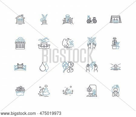 Arboretum Line Icons Collection. Trees, Leaves, Nature, Park, Botanical, Greenery, Foliage Vector An