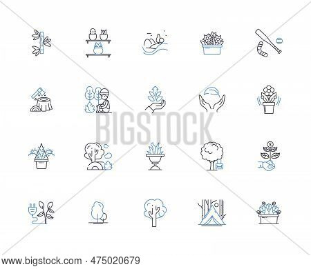 Bower Line Icons Collection. Architecture, Design, Beauty, Nature, Environment, Material, Constructi