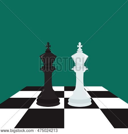 Two Pieces Of The King On The Chessboard.versus Illustration
