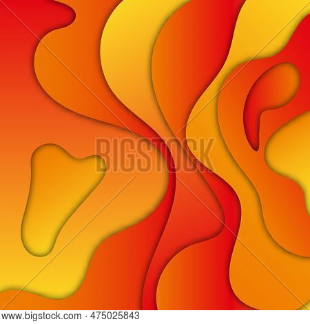 Wavy Shapes, Lines, Curvilinear Multi-colored Stripes. Abstract Rectangular Background. Colored Pape