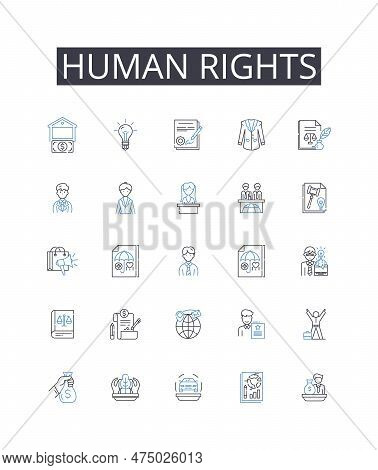 Human Rights Line Icons Collection. Freedoms, Civil Liberties, Equal Rights, Fundamental Rights, Bas