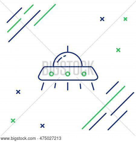 Line Ufo Flying Spaceship Icon Isolated On White Background. Flying Saucer. Alien Space Ship. Futuri