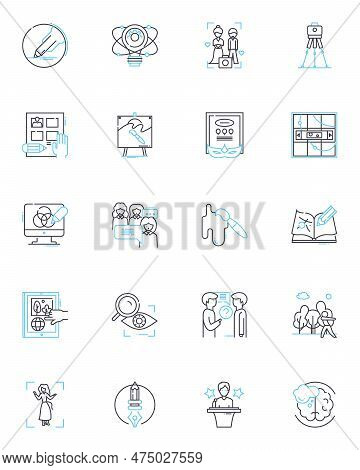Calligraphy Linear Icons Set. Flourish, Script, Ink, Penmanship, Artistic, Manuscript, Cursive Line 