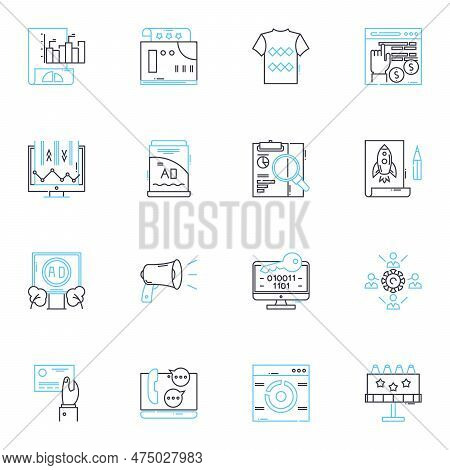 E-commerce Business Linear Icons Set. Online, Buying, Selling, Commerce, Retail, Marketplace, Digita