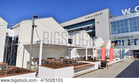 Warsaw, Poland. 21 April 2023. The Building That Houses The Food Hall Ogrody Urlicha. It\'s A Modern
