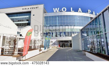 Warsaw, Poland. 21 April 2023. The Building That Houses The Food Hall Ogrody Urlicha. It\'s A Modern