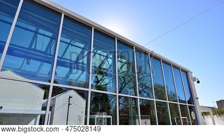 Warsaw, Poland. 21 April 2023. The Building That Houses The Food Hall Ogrody Urlicha. It\'s A Modern