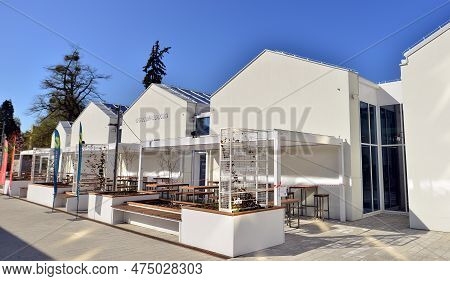 Warsaw, Poland. 21 April 2023. The Building That Houses The Food Hall Ogrody Urlicha. It\\\'s A Mode