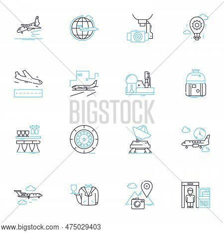 Accommodation Linear Icons Set. Lodging, Shelter, Housing, Rooms, Stay, Boarding, Residence Line Vec