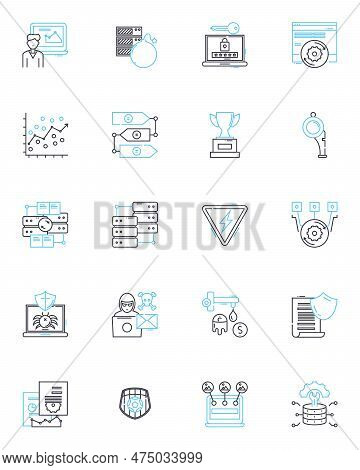 Information Processing Linear Icons Set. Computation, Data, Algorithm, Analytics, Encoding, File, In
