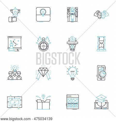 Job Progression Linear Icons Set. Advancement, Career, Development, Evolution, Growth, Improvement, 