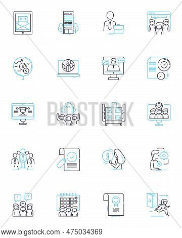 Social Group Linear Icons Set. Community, Nerk, Tribe, Squad, Gang, Clan, Circle Line Vector And Con