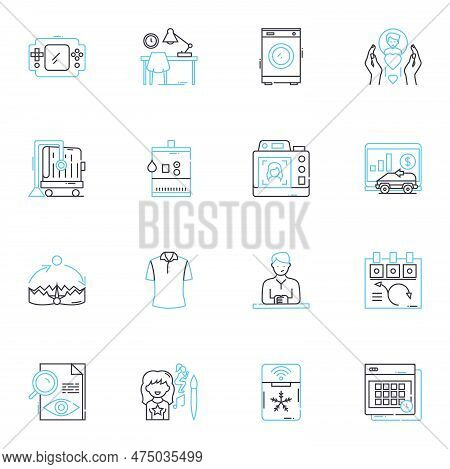 Copier Linear Icons Set. Photocopy , Print , Scanner , Duplex , Automatic , Black , White Line Vecto