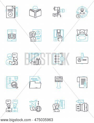Planner Linear Icons Set. Organization, Time-management, Productivity, Schedule, Agenda, Task-planni