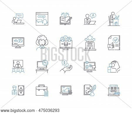 Sales And Revenue Line Icons Collection. Profit, Income, Turnover, Earnings, Cashflow, Royalties, Di