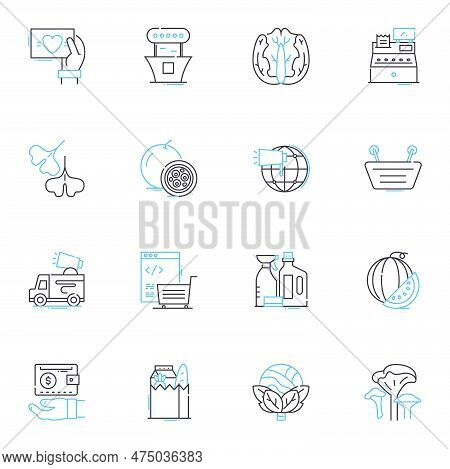 Brasserie Linear Icons Set. Ambiance, Bistro, Beer, Cuisine, Cocktail, Dining, Food Line Vector And 