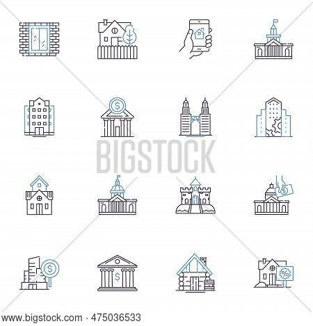 Property Development Line Icons Collection. Renovation, Investment, Planning, Construction, Architec