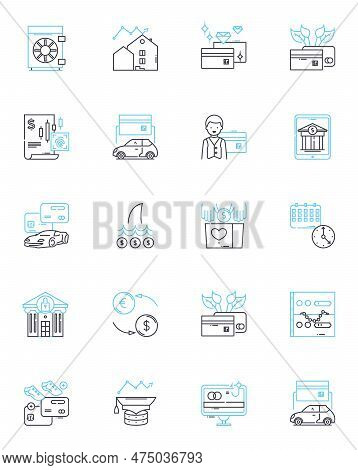 Cloud Computing Linear Icons Set. Virtualization, Scalability, Agility, Convenience, Flexibility, Ef