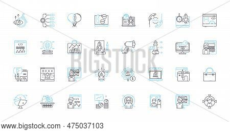 Search Engine Visitors Linear Icons Set. Queries, Results, Rankings, Algorithms, Serp, Optimization,