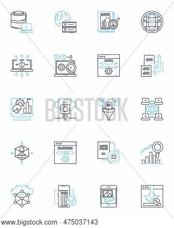 Performance Metrics Linear Icons Set. Evaluation, Analysis, Metrics, Progress, Success, Improvement,