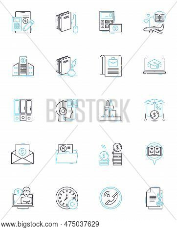 Content Writing Linear Icons Set. Copywriting, Blogging, Editing, Proofreading, Content Marketing, B