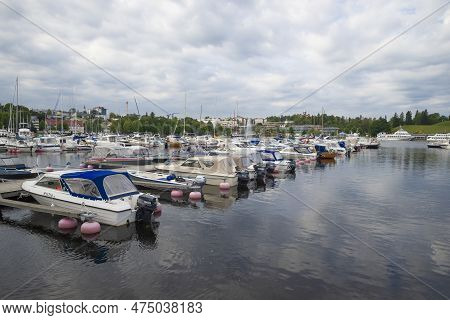 Lapeenranta, Finland - August 21, 2016: Cloudy August Day In The City Harbor