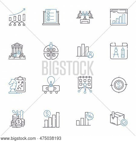 Market Survey Line Icons Collection. Research, Analysis, Demographics, Sampling, Questionnaire, Data