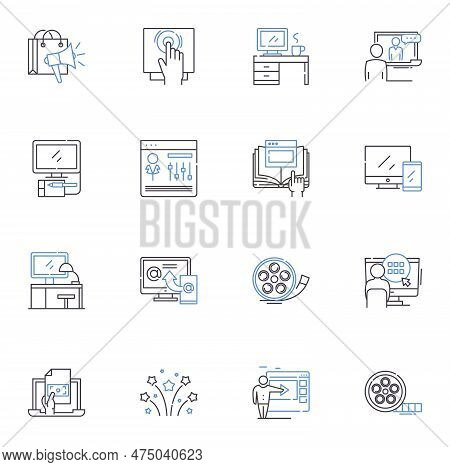 Bulletin Line Icons Collection. Announcement, Message, Update, Notice, Information, Communication, R