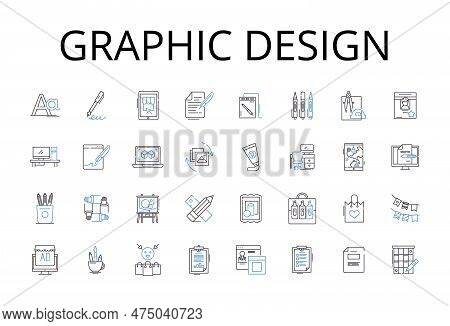 Graphic Design Line Icons Collection. Web Development, Game Design, Brand Management, Digital Art, S