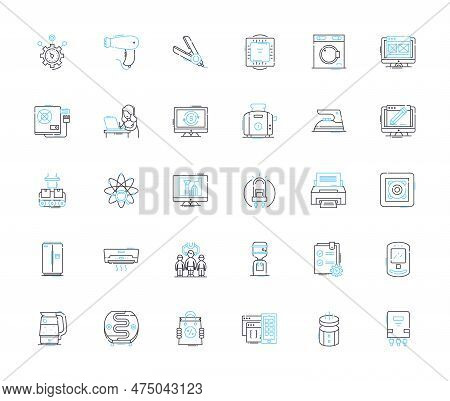 Appliance Stock Linear Icons Set. Inventory, Refrigerators, Washers, Dryers, Stoves, Ovens, Dishwash