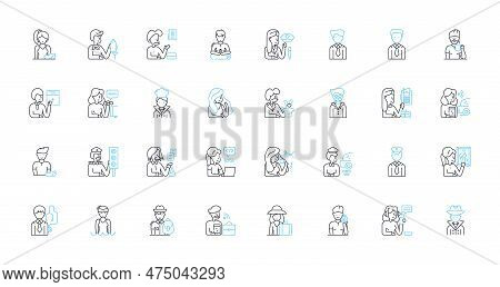 Identity Linear Icons Set. Self, Belonging, Personality, Cultural, Recognition, Individuality, Authe