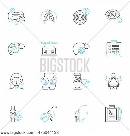 Malware Prevention Linear Icons Set. Firewall, Antivirus, Encryption, Patching, Detection, Sandbox, 
